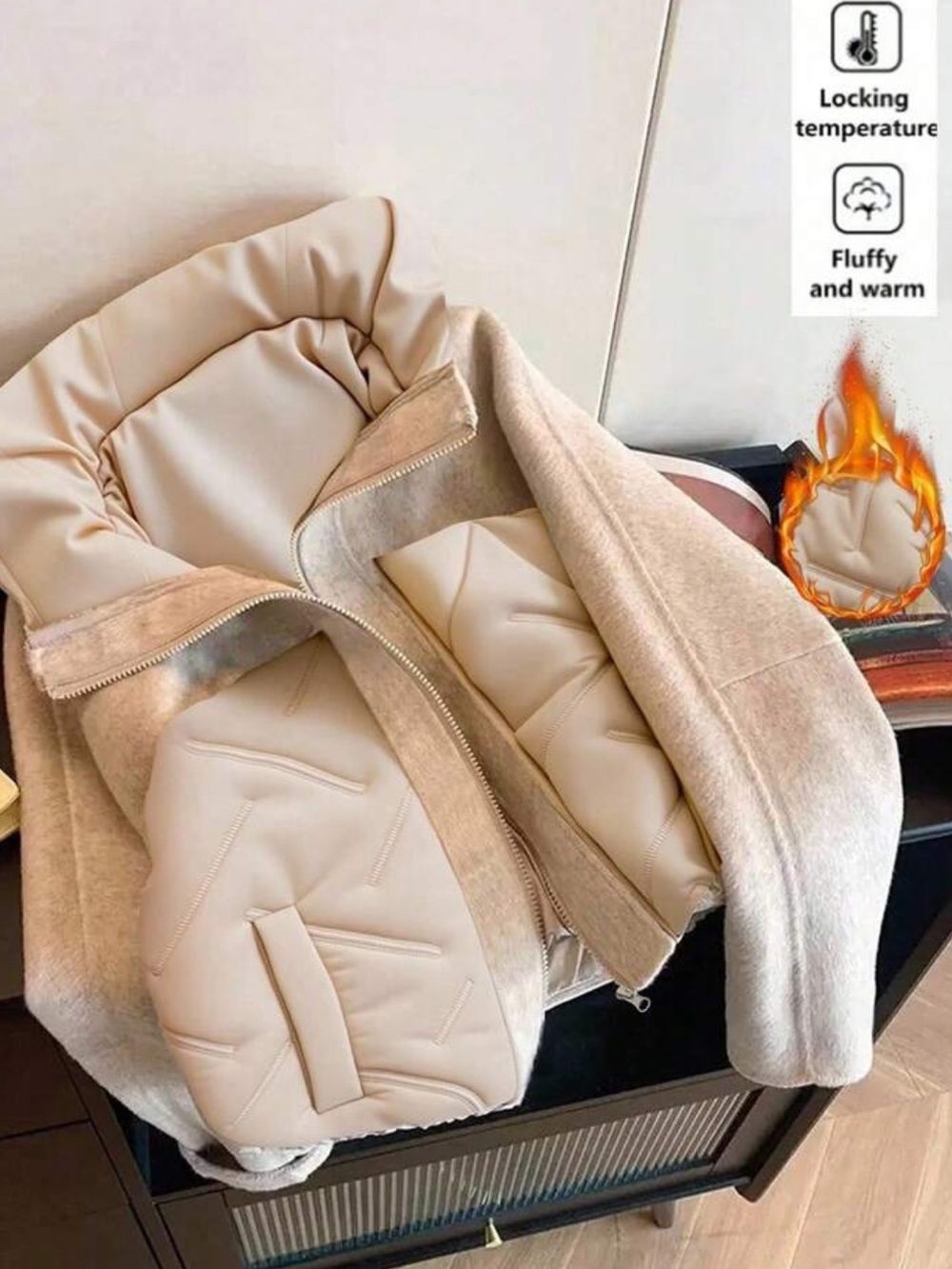 Women's Autumn/Winter Versatile Patchwork Wool Blend Hooded Short Jacke